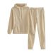 Men's Clothing Solid Color Long Sleeved Hooded Sweatshirt Suit Casual Loose Sports Two Piece Suit_viptrois.com