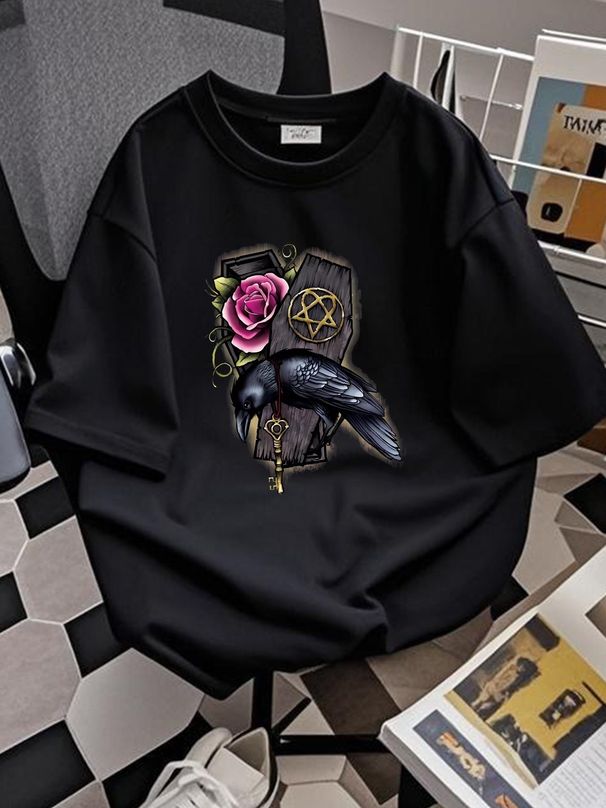 Vintage HIM Band T Shirt Bam Margera Heartagram Tour 2007 Womens Size S Casual Soft Stretched Versatile Fashion Designer Clothes Homme Unisex_viptrois.com