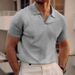 Men's Polo Neck Short Sleeve Sports T-shirt Cross Border Men's Fashion European And American High End V-neck Solid Color Top_viptrois.com