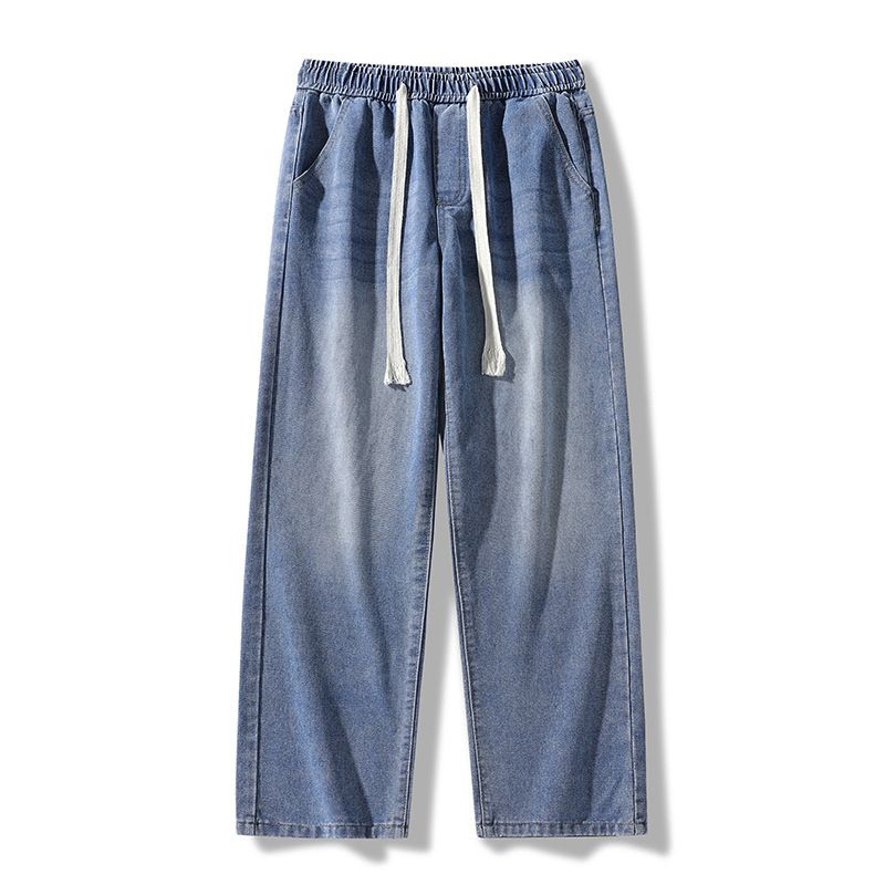 Men's Vintage Washed Denim Jeans – Relaxed Straight Fit | Retro High-Waisted Wide Leg Pants For Casual Streetwear_viptrois.com