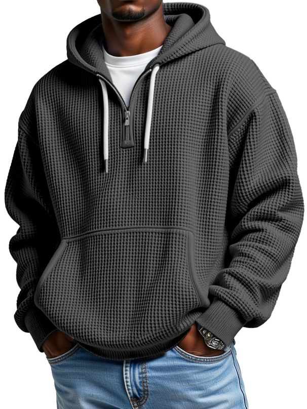Men's Casual Long Sleeve Sweatshirt – Soft & Comfortable Pullover For Everyday Wear (Black/Gray, Standard Fit)_viptrois.com