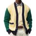 Pure Autumn And Winter Style Youth Men's Knitted Cross-Border Hot Sale Color-Block Cardigan Sweater Thick Knit Wool Coat_viptrois.com