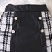 Children's Clothing Xiao Autumn And Winter Long Sleeved Woven Tweed Plaid Splicing PU Leather Short Skirt Hat Three Piece Suit For Girls_viptrois.com