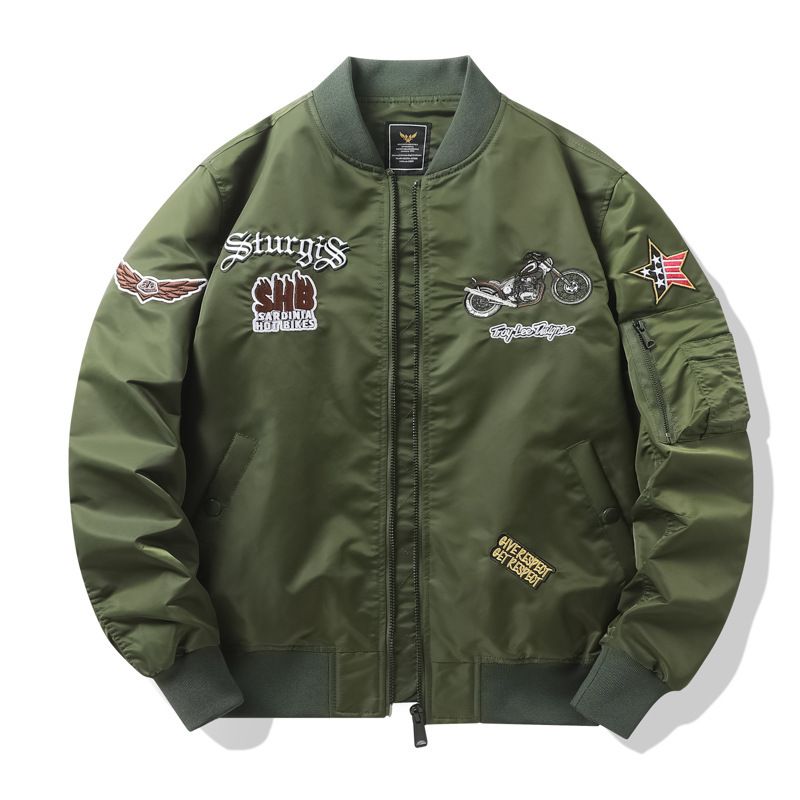 Men's Clothing Air Force MA1 Pilot Jacket Men's Heavy Industry Embroidery Motorcycle Baseball Jacket Jacket Workwear Trendy Windproof Jacket_viptrois.com