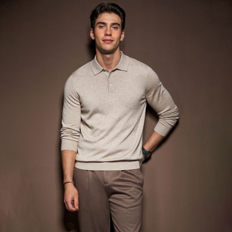 Men's Clothing Men's Slim Fit Knit Sweater - Lightweight Wool Blend Crewneck Pullover For Spring & Autumn | Business Casual Long Sleeve Top_viptrois.com
