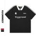 Men's Clothing High Street Retro Embroidery Color Matching V Neck Short Sleeved T Shirt Loose Casual Couple Sports Jersey Half Sleeve Trend_viptrois.com