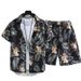 Men's Clothing Hawaiian Flower Shirt Men's Loose Large Size Beach Shirt Suit Couple Retro Suit_viptrois.com