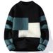 Autumn And Winter Men's Round Neck Sweater, Loose Contrasting Sweater, Knitted Sweater_viptrois.com