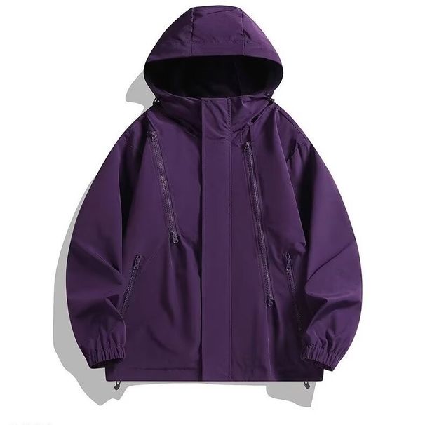 Solid Color Zipper Spring And Autumn Windproof Waterproof Casual Hooded Jacket With Soft Shell Jacket_viptrois.com