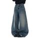 Men's Clothing American High Street Wide Leg Curved Jeans Men's Washed Wide Leg Distressed Banana Pants Straight Leg Pants_viptrois.com