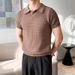 Men's Slim Fit Linen Blend Short Sleeve Polo Shirt - Breathable & Stylish Casual Business Wear For Summer_viptrois.com