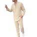 Men's Linen Long-Sleeve Shirt & Pants Set – Breathable Summer Casual Outfit In White/Black/Khaki (S-XXXL, Lightweight & Wrinkle-Resistant)_viptrois.com