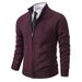 "Men's Stand Collar Zip-Up Knit Sweater – Autumn/Winter Thickened Cardigan (Beige, Gray, Burgundy, Navy, Brown, M-3XL)"_viptrois.com