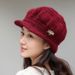 Autumn Winter New Women's Pumpkin Fleece Lined Thickened Granny Knitted Stylish Fashion Short Brim Beret Hat_viptrois.com