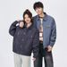Men's Workwear Jacket – Oversized Denim-Like Polyester Coat With Notched Collar (Black/Grey/Khaki, M-8xl)_viptrois.com