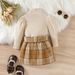 Children's clothing Girls high neck cotton pit strip long sleeve top fashion plaid + printed skirt suit_viptrois.com