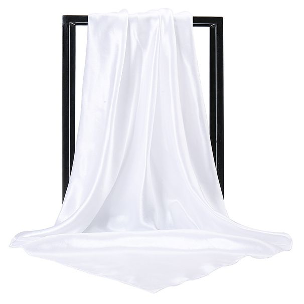 New Satin Women's Pure Color Headscarf Silk Solid Color 90 Satin Professional Stewardess Square Scarf Yw102_viptrois.com