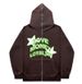 New Trendy Loose LOVE Star 2 Print Versatile Long Zipper Hoodie Jacket Korean Style Hooded Outerwear_viptrois.com