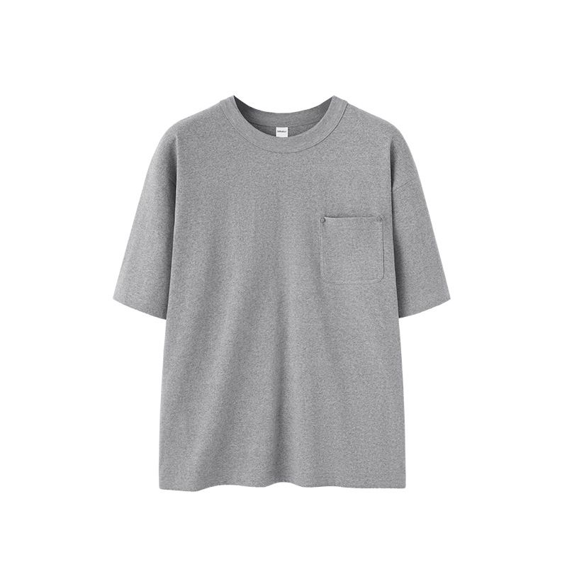 Men's Clothing Jiezhan Men's Wear | Heavy Linen Cotton Rivet Pocket T Shirt 2025 Spring And Summer New Trendy Brand Loose Short Sleeve Solid Color Top_viptrois.com