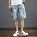 2025 2025 Summer Casual Loose Five Pockets Men's Denim Shorts Trendy Loose Workwear Pants Vintage Blue Jeans Loose Fit Comfortable_viptrois.com