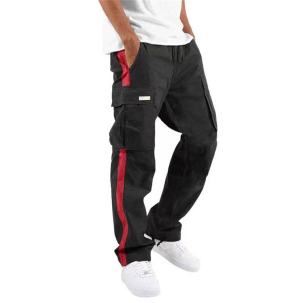 Men's Clothing Drawstring Pocket Color Patchwork Pants_viptrois.com
