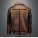 Men's Winter Sherpa-Lined Bomber Jacket – Windproof Polyester Blend, Slim Fit, Stylish Color Blocking (M-5XL, Dark Brown)_viptrois.com
