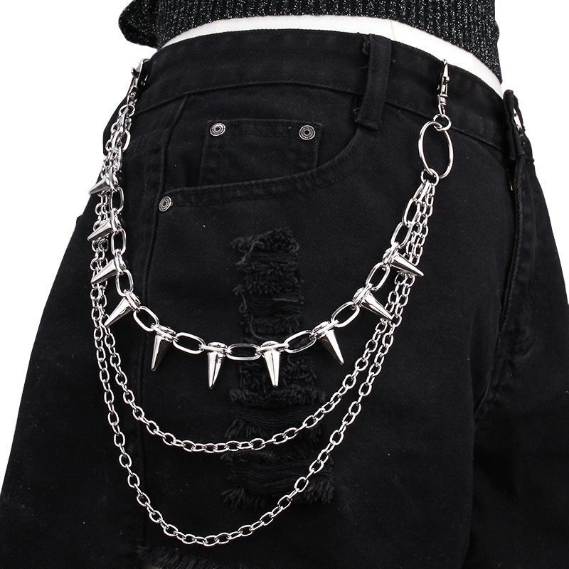Hip-hop Punk Metal Rivets Stage Performance, Multi-layer Waist Chain Outfit, Jeans Accessories_viptrois.com
