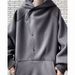 Casual Pullover Top With Trendy Slanted Buttons And Hooded Sweatshirt For Men And Women, Loose Fit_viptrois.com