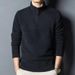 "Men's Thermal Mock Neck T-Shirt – Dual-Side Brushed Fleece With Hidden Zipper (Black/Grey/Red/Navy)"_viptrois.com