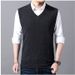 Spring And Autumn Wool Solid Color For Middle-aged Men, High-end V-neck Knitted Sweater, Warm Sleeveless Vest_viptrois.com