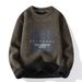 Men's Fleece Knit Sweater - Winter Warm Loose Fit Round Neck Long Sleeve Pullover_viptrois.com
