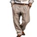New Men's Linen Trousers With Double Pleats, Front Pockets, Straight Cut, Solid Color, Comfortable, Breathable, Casual,_viptrois.com