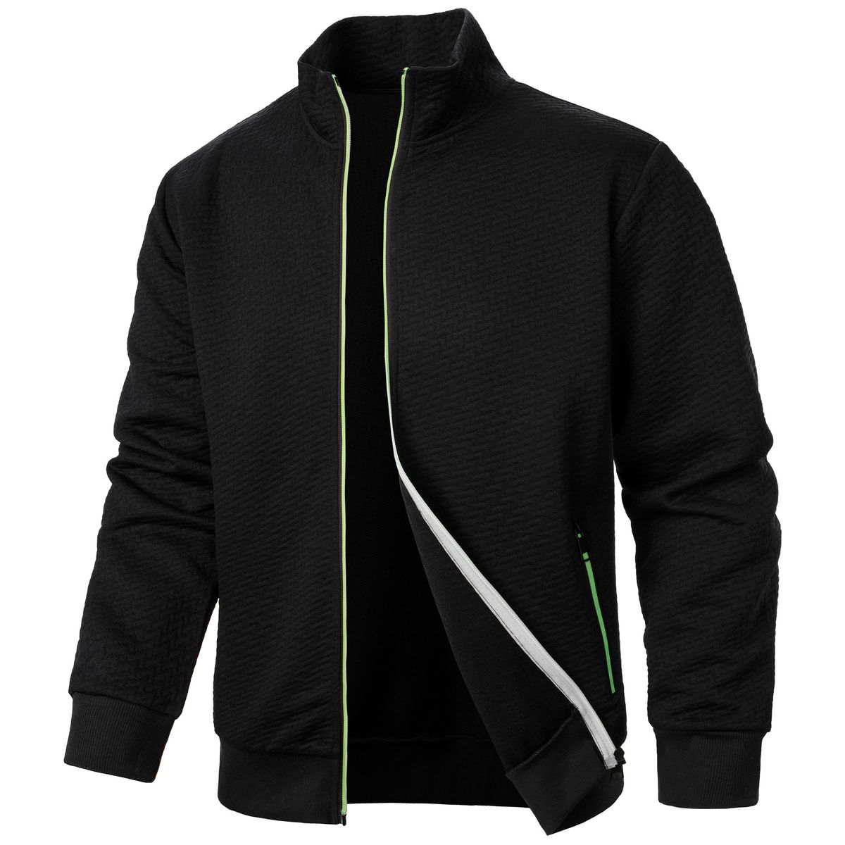 Pure New Colorful Zipper Stand Collar Jacket Men's Casual Jacquard Cardigan Sweatshirt_viptrois.com