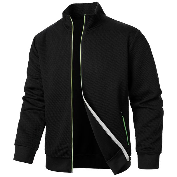 Pure New Colorful Zipper Stand Collar Jacket Men's Casual Jacquard Cardigan Sweatshirt_viptrois.com