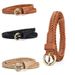 Women Braided Belts Summer Retro Woven Bronze Buckle Women's Thin Belt Fashion Versatile Dress Free Punch PU Decorative Belt For Women_viptrois.com
