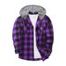 New Fleece Plaid Size Double Pocket Hooded Casual Men's Shirt_viptrois.com