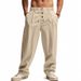 Men's Clothing Spring And Summer New Season Breathable Cotton And Linen Loose Casual Sports Pants_viptrois.com