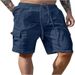 Men's Cotton-Linen Work Shorts - Breathable Outdoor Drawstring Waist With Multiple Pockets, Loose Fit Casual Shorts_viptrois.com