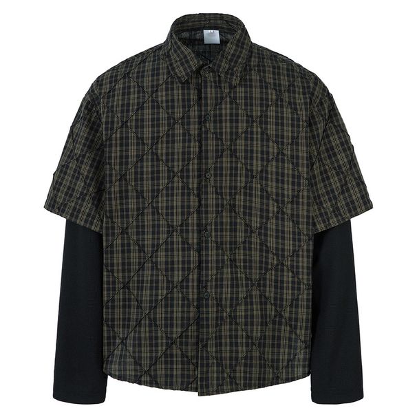 Vintage Personality Ins2025 Spring New American Retro Loose Heavy Industry Striped Fake Two-piece Long-sleeved Shirt_viptrois.com