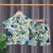 Fashionable Children Fashion Casual Lapel Single Breasted Short Sleeved Shirt Shorts Suit Boy Baby New Two Piece Suit_viptrois.com