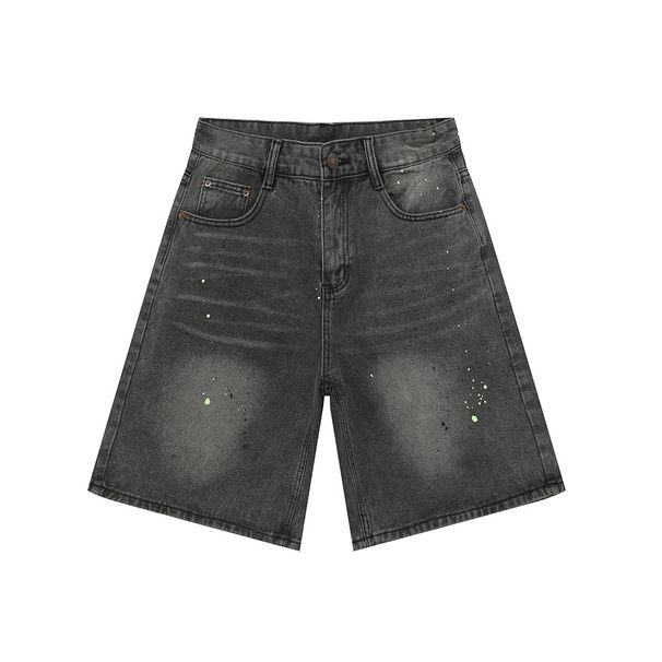 Men's Clothing Summer Ink Splashed Design Loose Wide Leg Black And Gray Jeans_viptrois.com