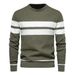 Men's Clothing Casual Striped Men's Sweater Pullover Color Block Round Neck_viptrois.com