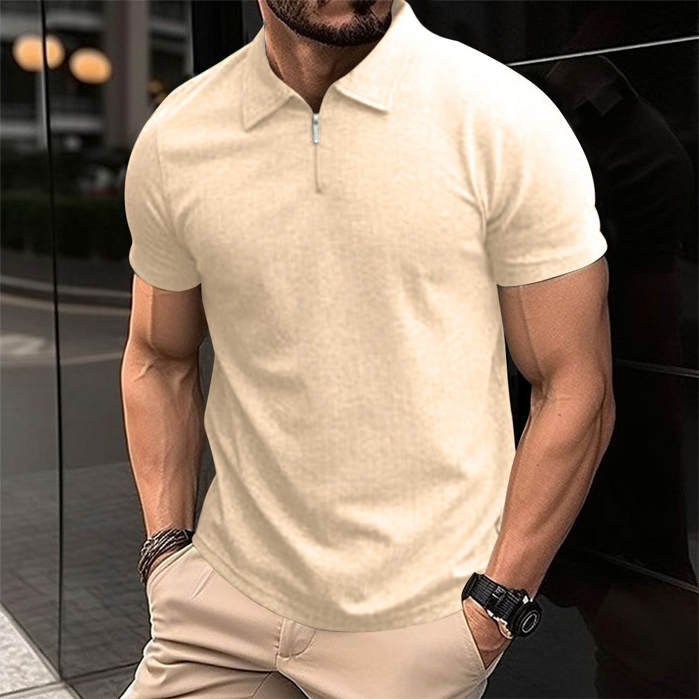 Men's Performance Knit Polo Shirt – Breathable Semi-Zip Sport Top (White/Grey/Khaki/Black/Navy) – S-XXXL_viptrois.com