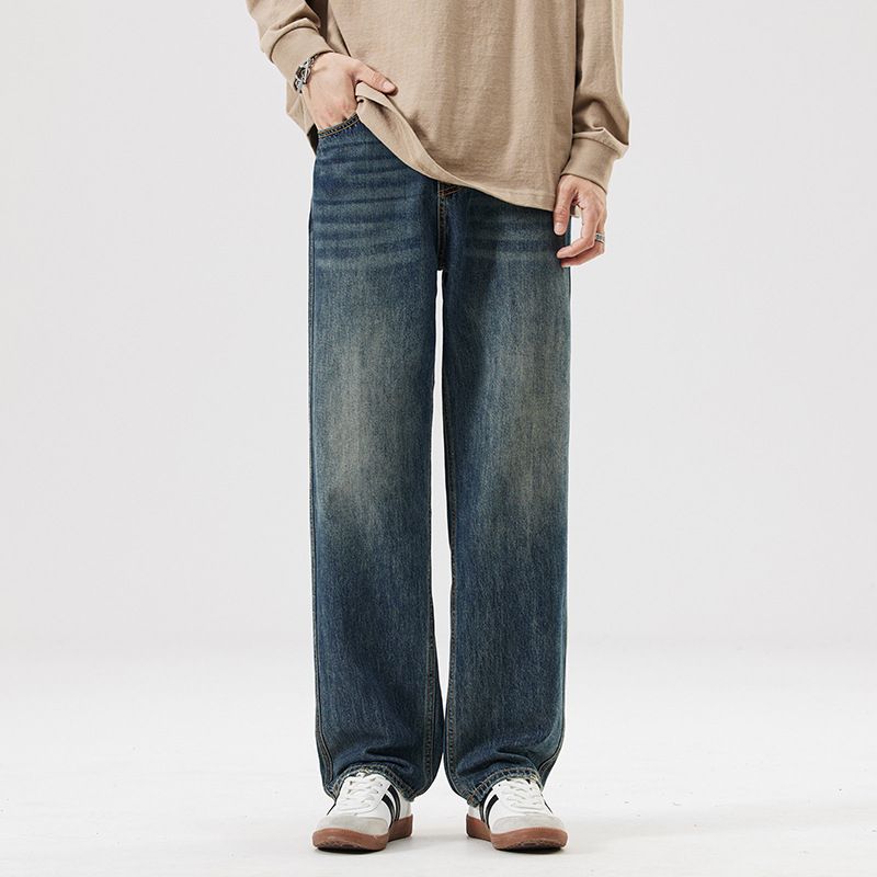 Lyocell Sky Jeans For Men Spring/Summer Thin, Loose, Straight, Large, Ice Silk Drop, Wide Legs, Long Pants Trendy_viptrois.com