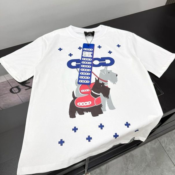 Schnauzer Puppy Summer Short-sleeve Cross-tatami Unisex Light Luxury Fashion High-end Printed T-shirt With Round Neck_viptrois.com