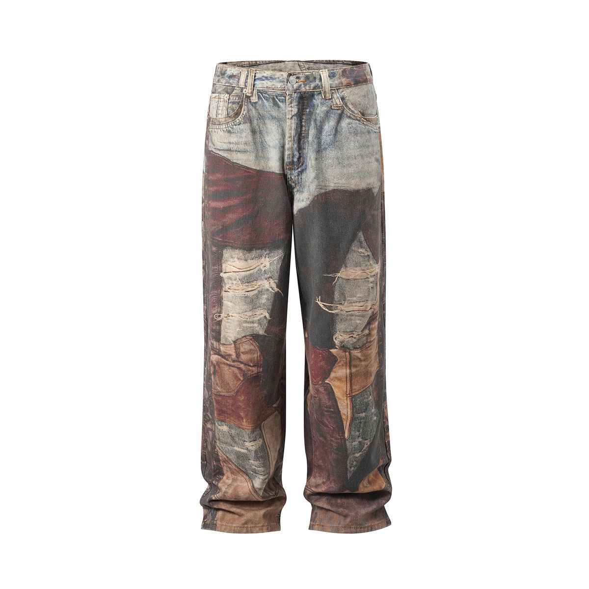 Men's Clothing high street washed loose wide leg silhouette digital printing_viptrois.com