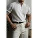 Zipper Knitted Short Sleeved Polo Shirt Men's Summer American Retro Commuting Loose Vertical Stripes Pit Lapel T Shirt Men_viptrois.com