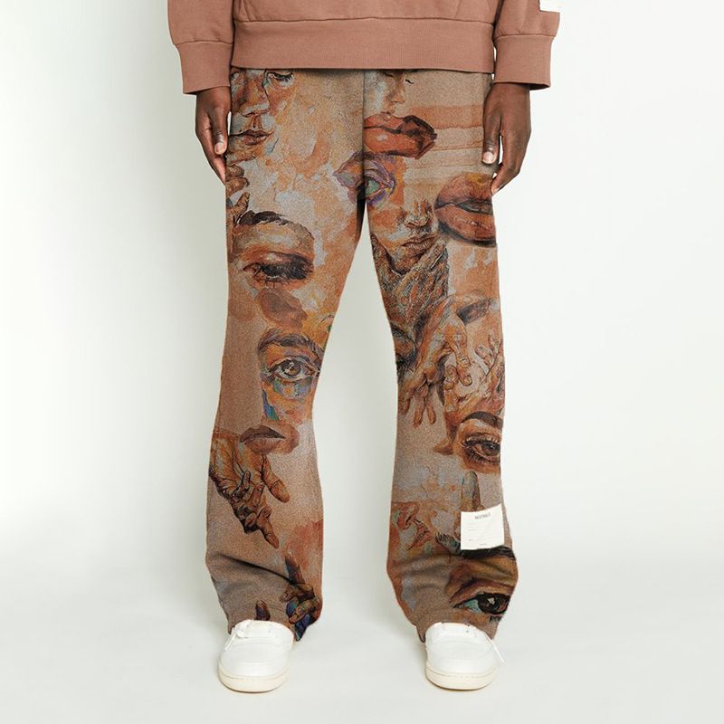Men's Clothing Printed Mid Waist Loose Casual Trousers Men's Large Size Hip Hop Pants_viptrois.com