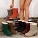 Large-size snow boots one shoe two women's chunky heel mid-calf boots_viptrois.com