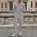 Men's Clothing Men's Corduroy Workwear Set - Long Sleeve Shirt & Relaxed Fit Pants For Casual & Urban Style (Caramel, Black, Army Green, Beige, Gray)_viptrois.com